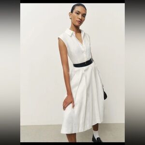 Reformation Prim Linen Midi Dress - White